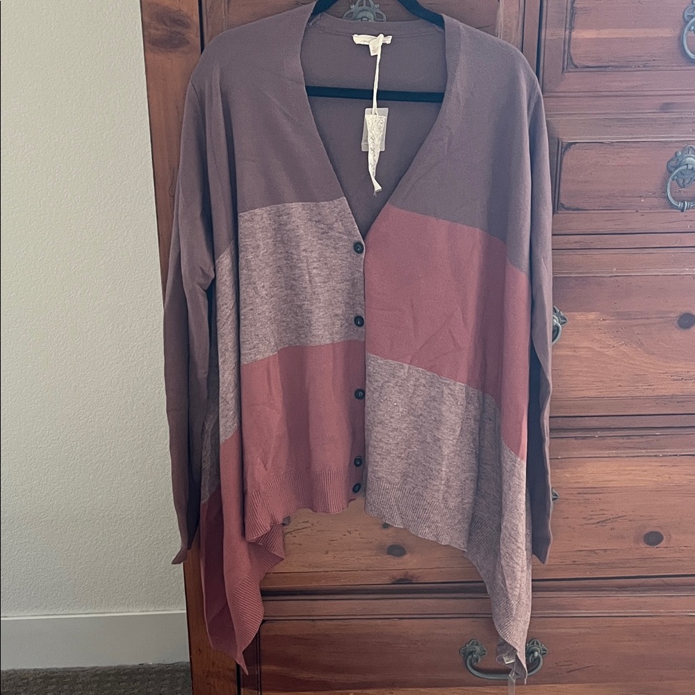 Mystree Mauve, Clay, Brown and Purple Cardigan NWT